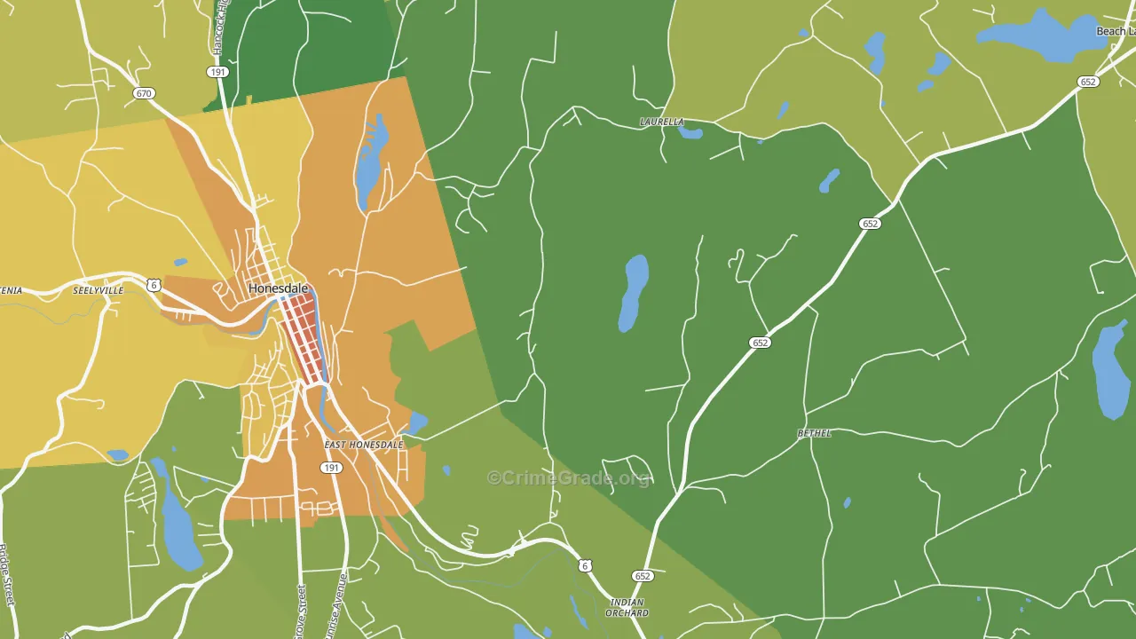 East Honesdale, PA Map of Murder Rates