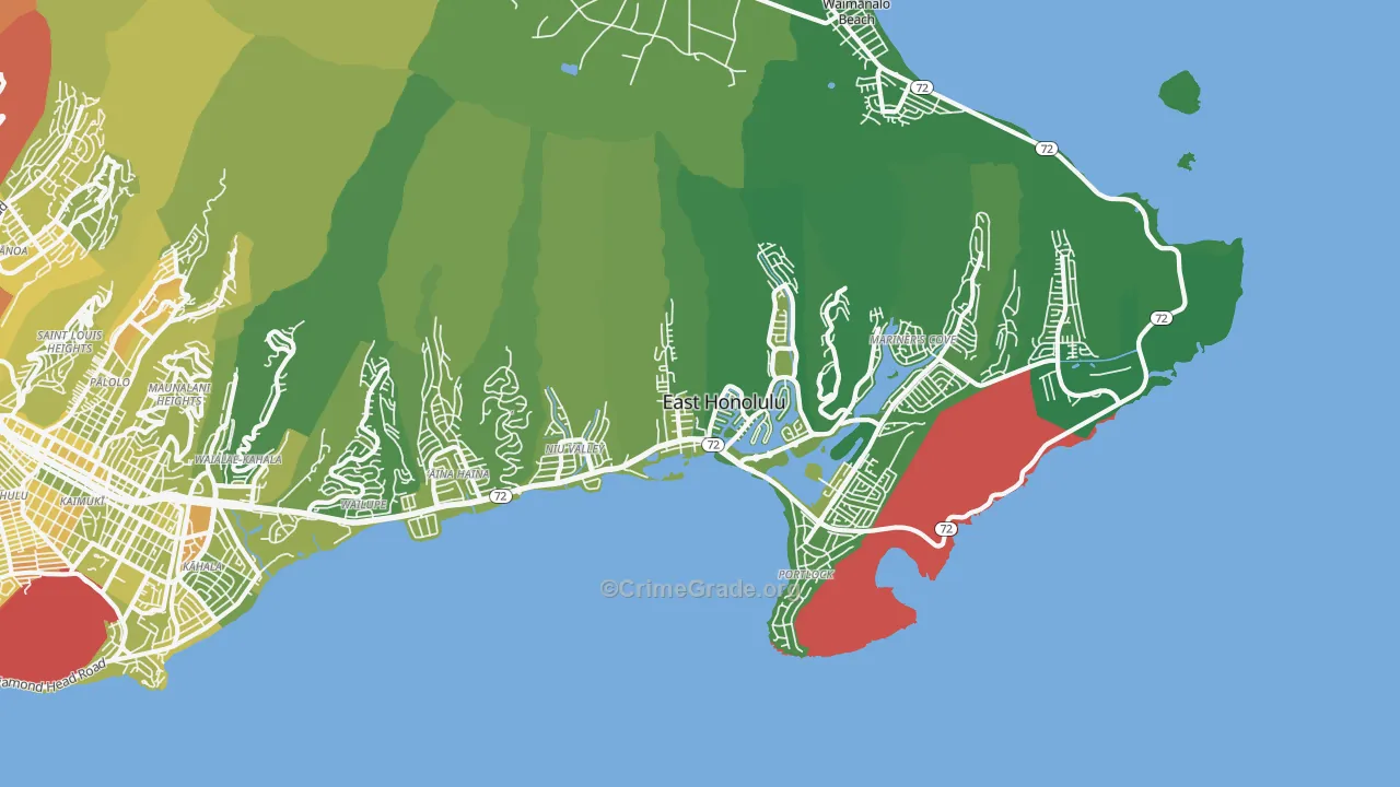 East Honolulu, HI Map of Murder Rates