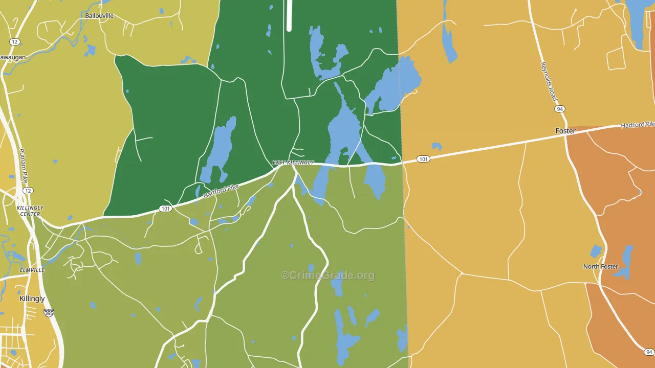 East Killingly, CT Map of Murder Rates
