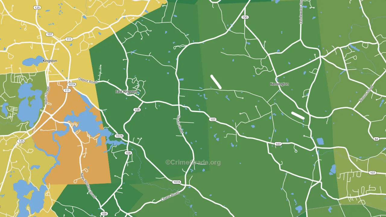 East Kingston, NH Map of Murder Rates