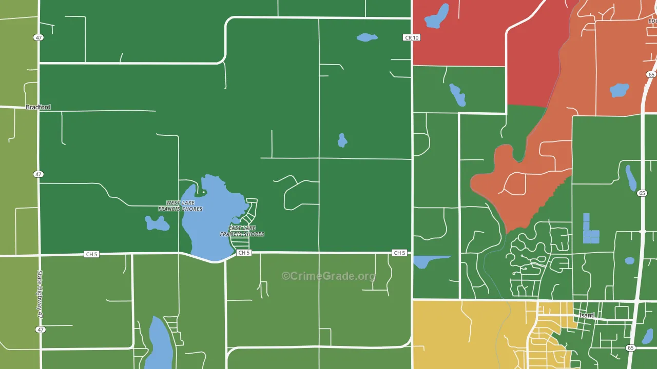 East Lake Francis Shores, MN Map of Murder Rates