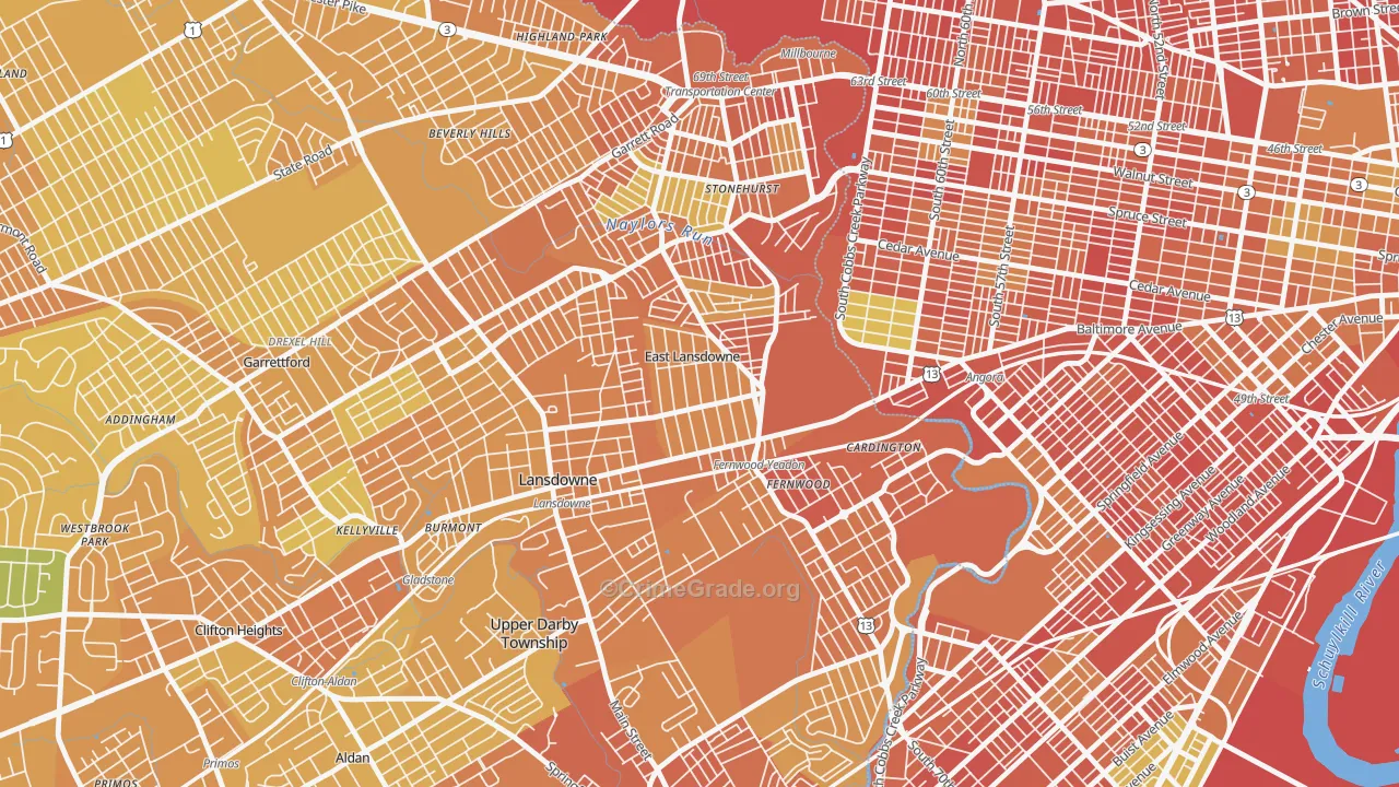 East Lansdowne, PA Map of Murder Rates