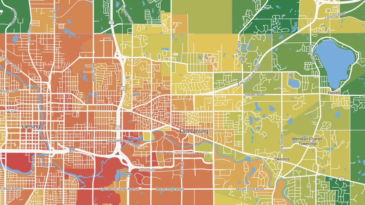 East Lansing, MI Map of Murder Rates
