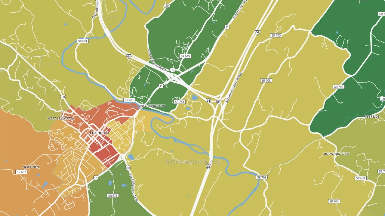 East Lexington, VA Map of Murder Rates