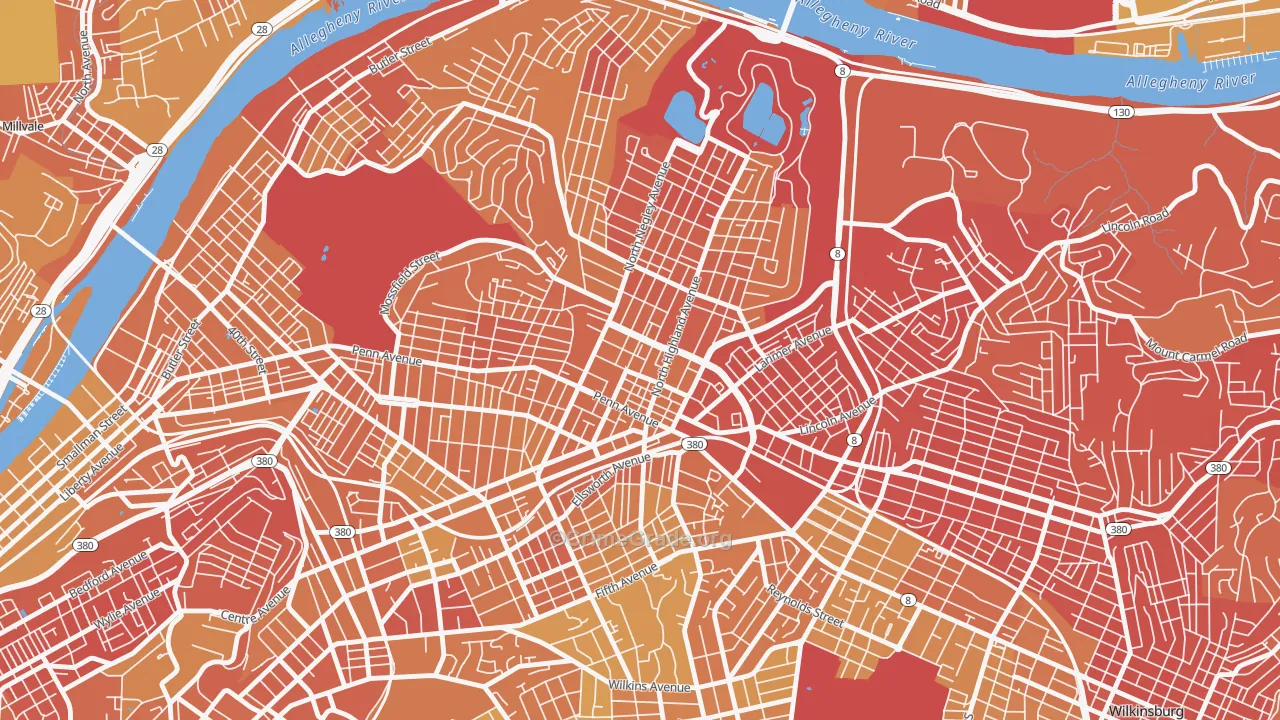 East Liberty, Pittsburgh, PA Map of Murder Rates