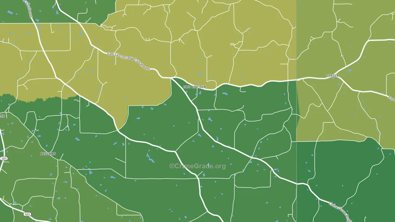 East Lincoln, MS Map of Murder Rates