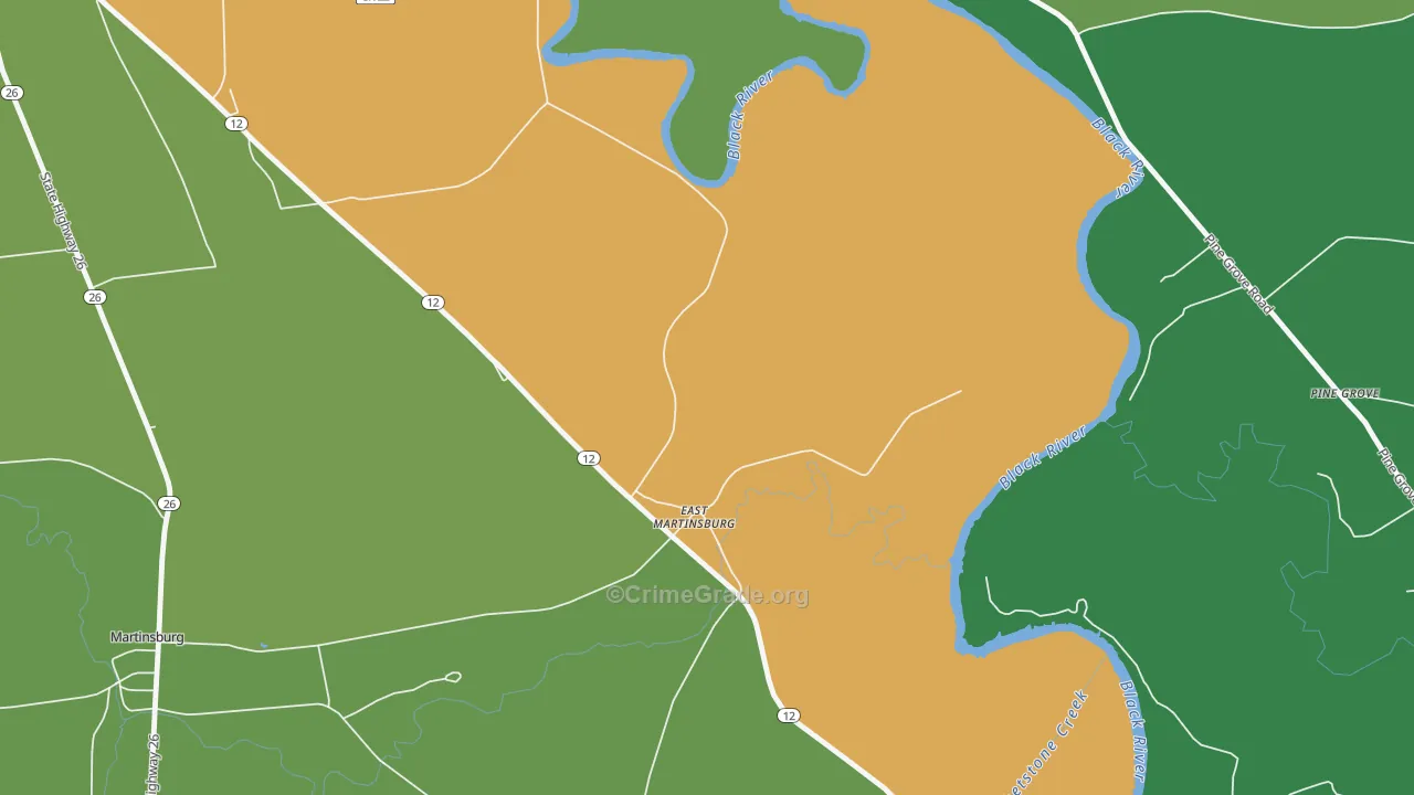 East Martinsburg, NY Map of Murder Rates