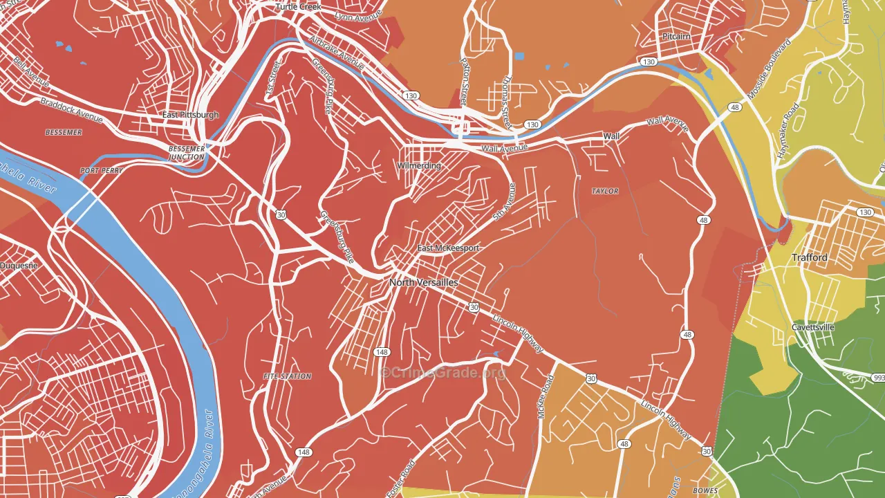 East McKeesport, PA Map of Murder Rates