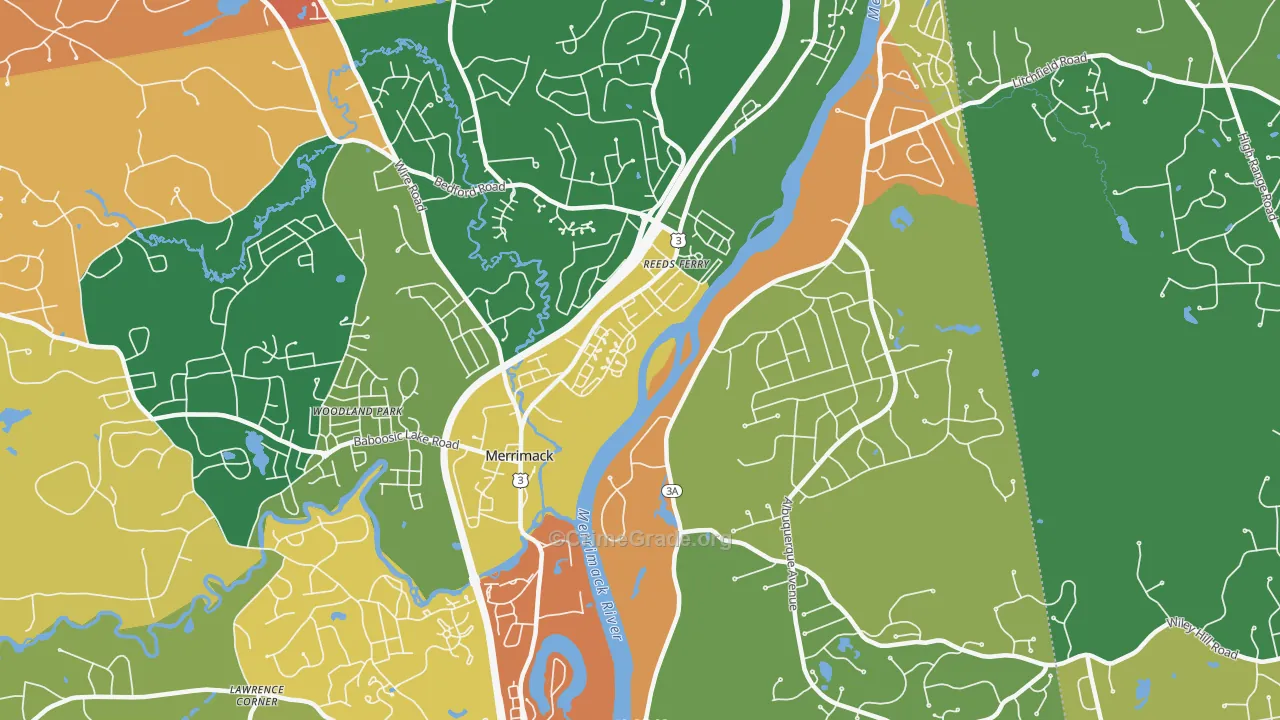 East Merrimack, NH Map of Murder Rates