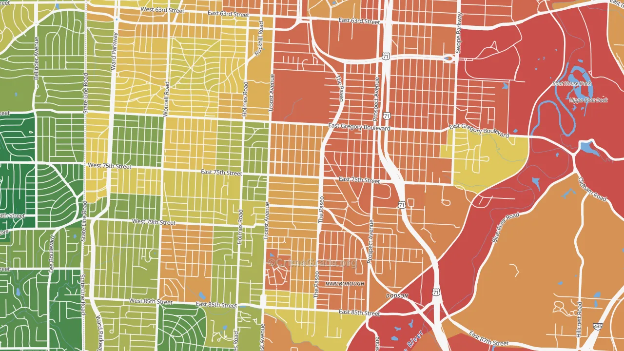 East Meyer, Kansas City, MO Map of Murder Rates