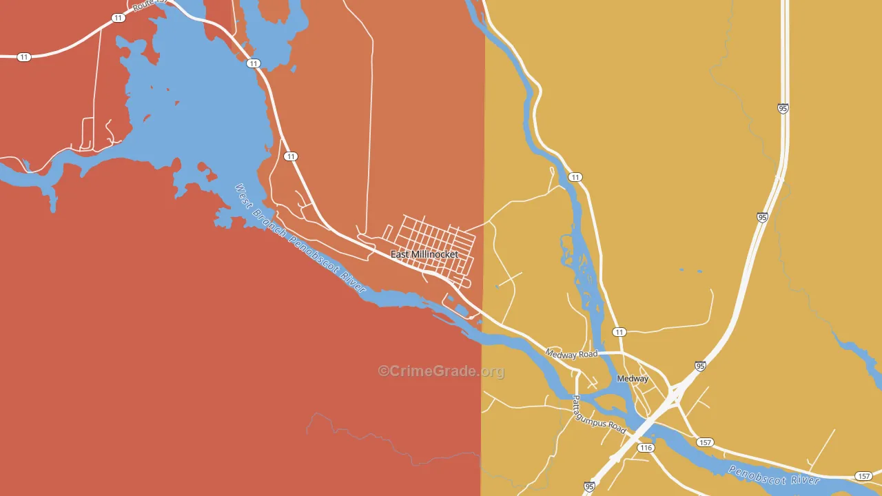 East Millinocket, ME Map of Murder Rates