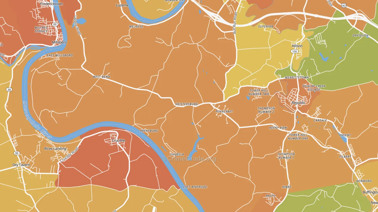 East Millsboro, PA Map of Murder Rates
