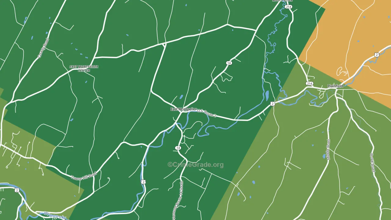 East Montpelier, VT Map of Murder Rates