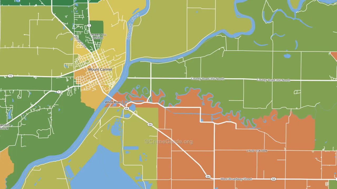 East Mount Carmel, IN Map of Murder Rates