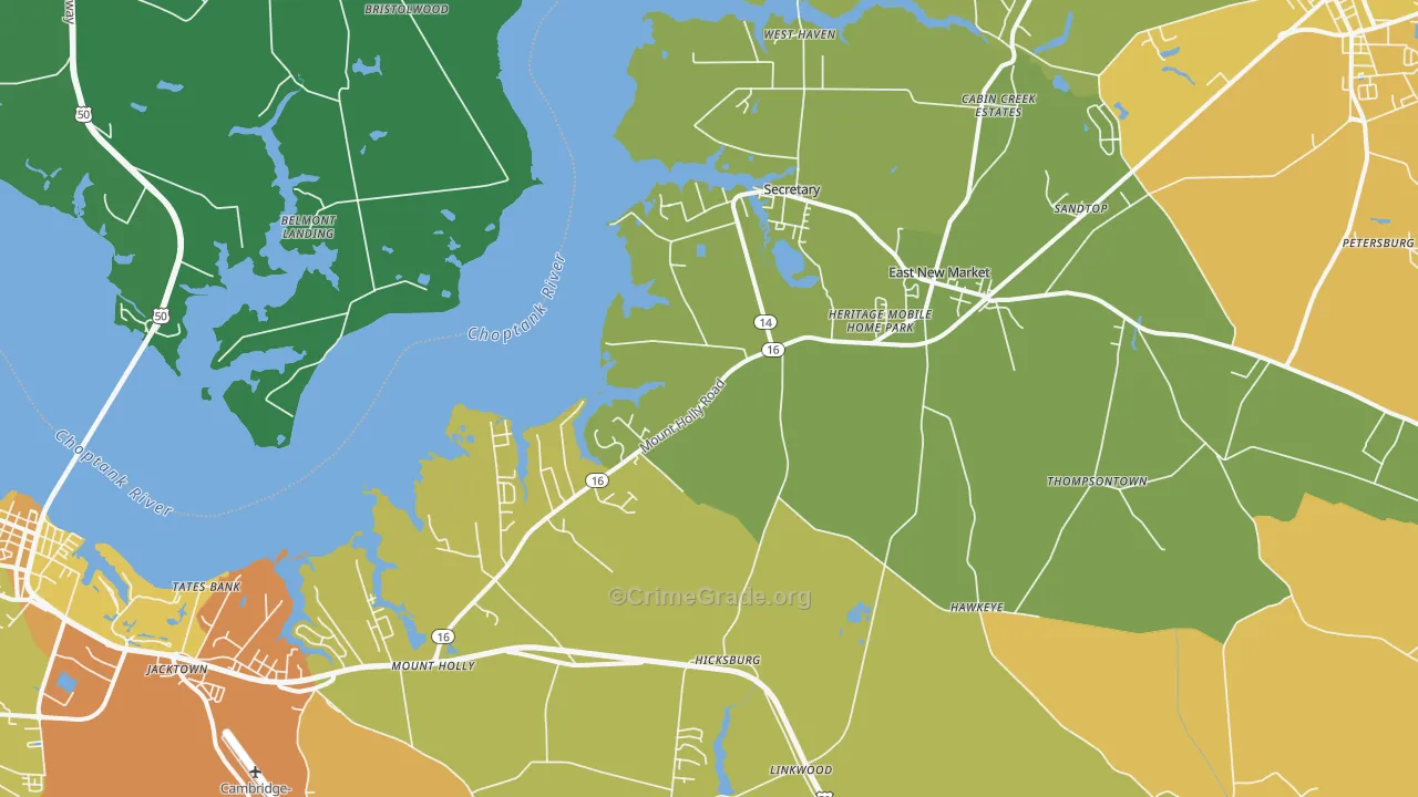 East New Market, MD Map of Murder Rates