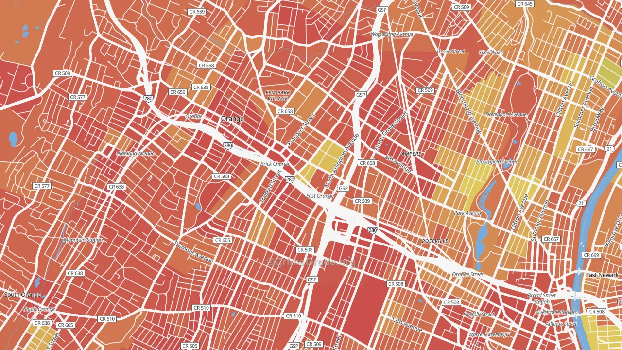East Orange, NJ Map of Murder Rates