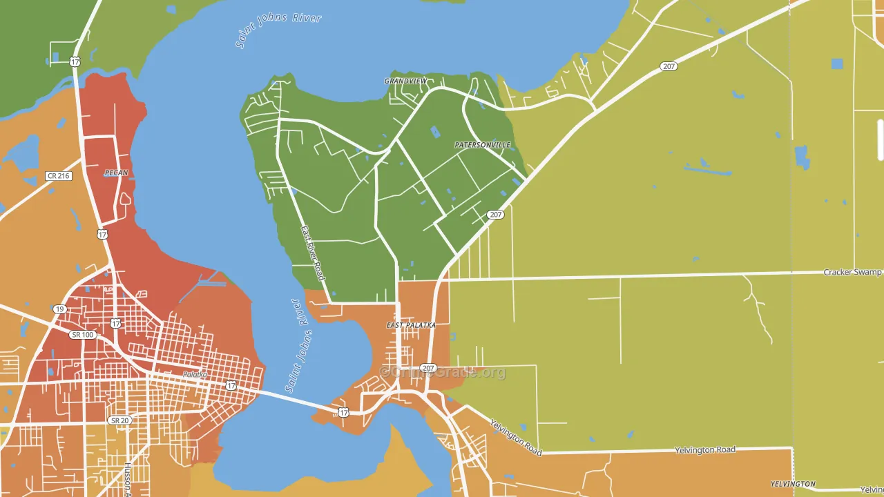 East Palatka, FL Map of Murder Rates