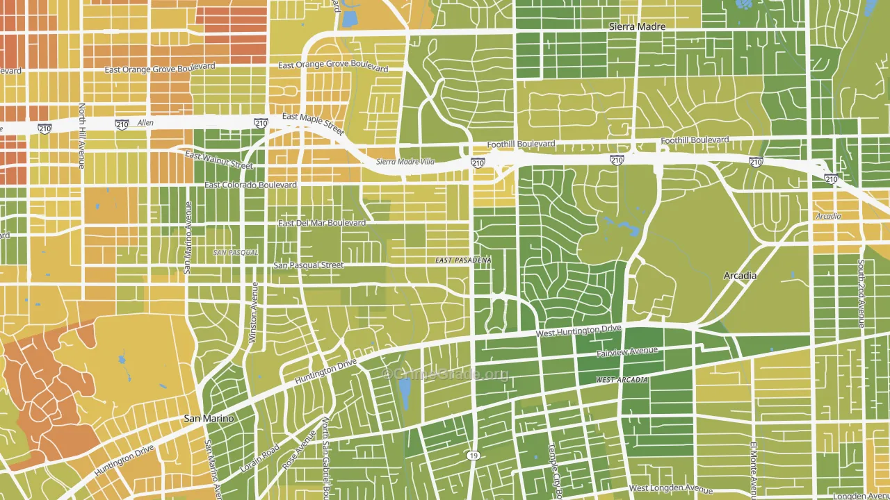 East Pasadena, CA Map of Murder Rates
