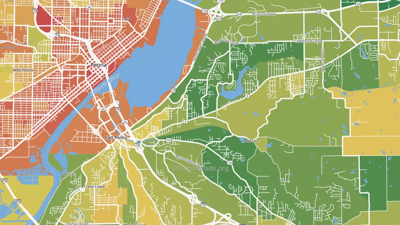 East Peoria, IL Map of Murder Rates
