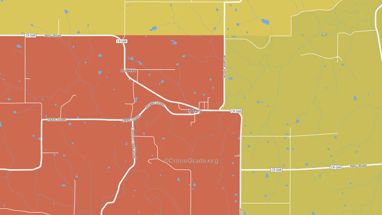 East Peru, IA Map of Murder Rates