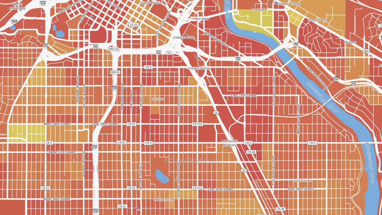 East Phillips, Minneapolis, MN Map of Murder Rates