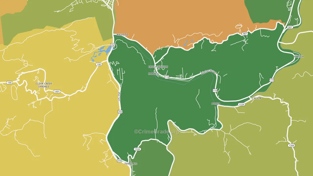 East Pineville, KY Map of Murder Rates