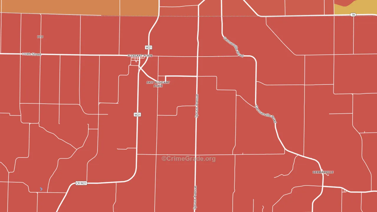 East Pleasant Plain, IA Map of Murder Rates