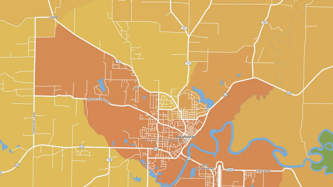 East Pocahontas, AR Map of Murder Rates