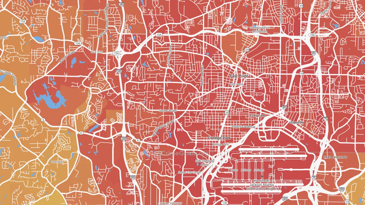 East Point, GA Map of Murder Rates