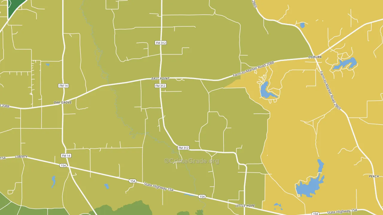 East Point, TX Map of Murder Rates