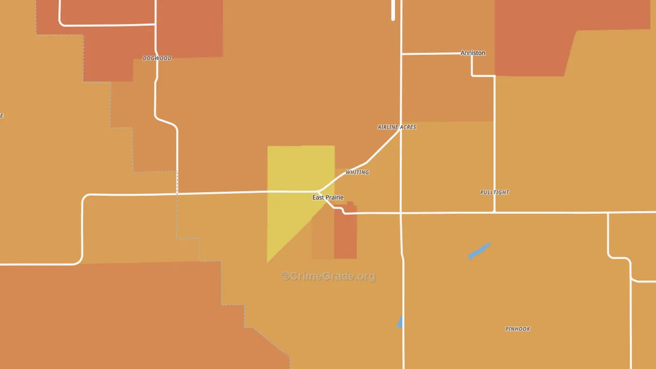 East Prairie, MO Map of Murder Rates