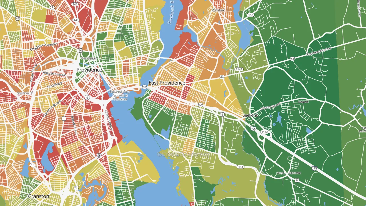 East Providence, RI Map of Murder Rates