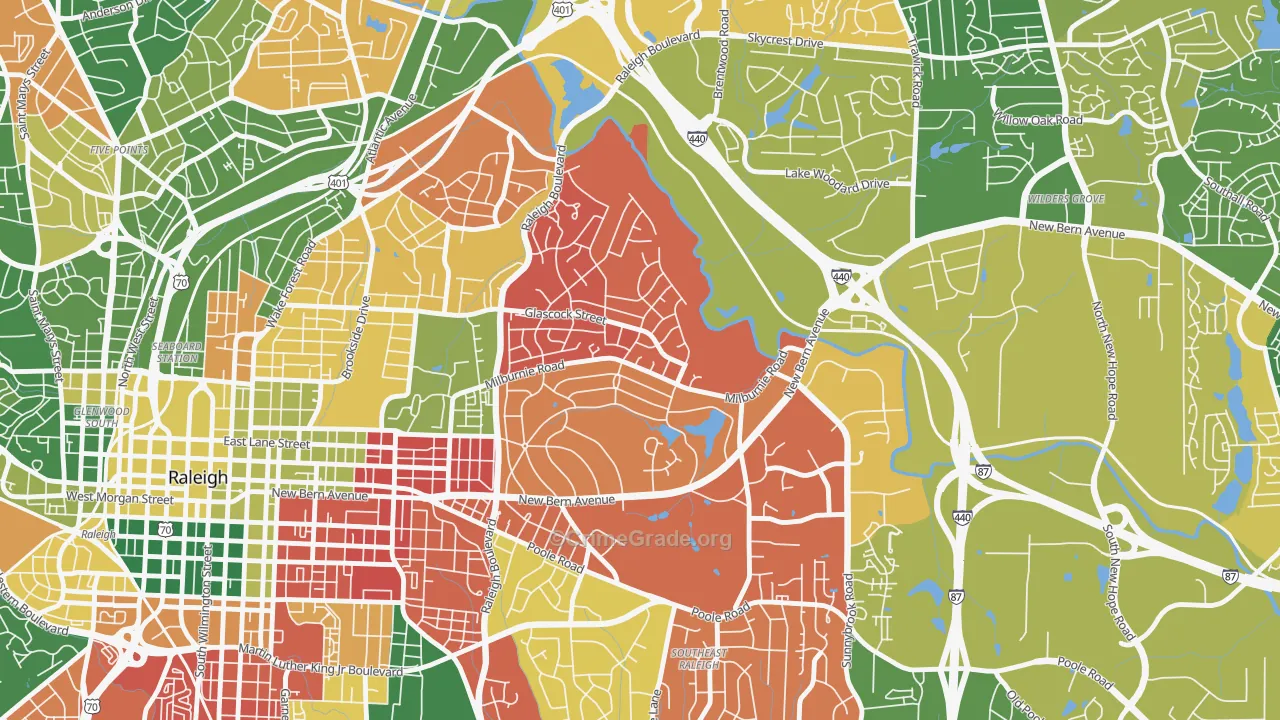 East Raleigh, Raleigh, NC Map of Murder Rates
