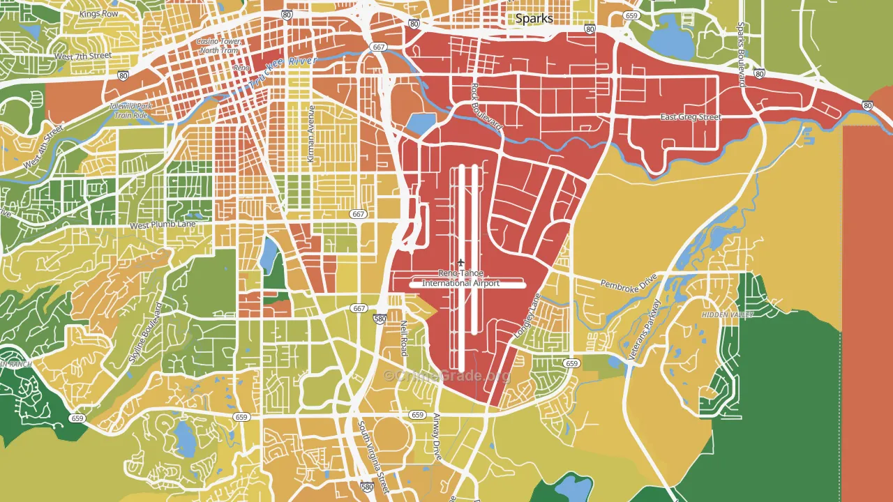 East Reno, Reno, NV Map of Murder Rates