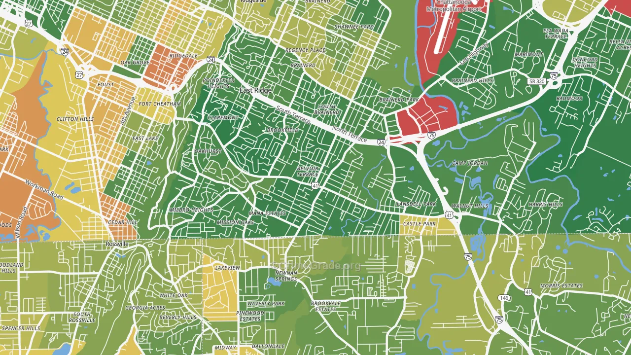 East Ridge, TN Map of Murder Rates