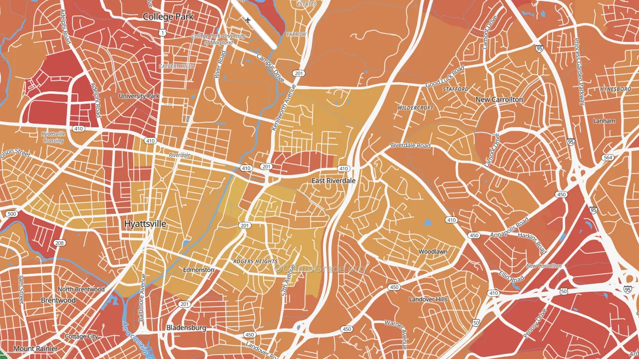 East Riverdale, MD Map of Murder Rates