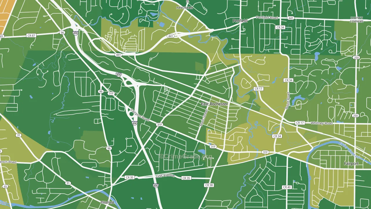 East Rochester, NY Map of Murder Rates