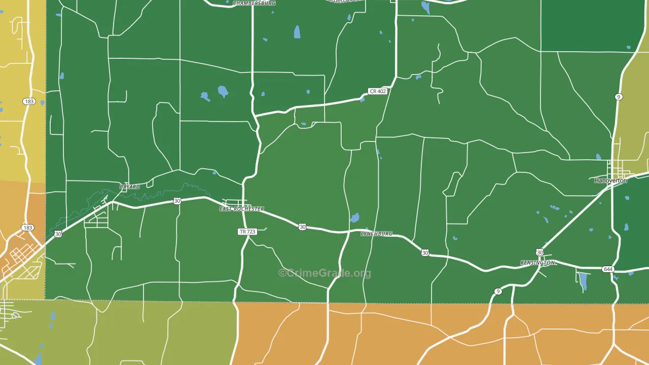 East Rochester, OH Map of Murder Rates