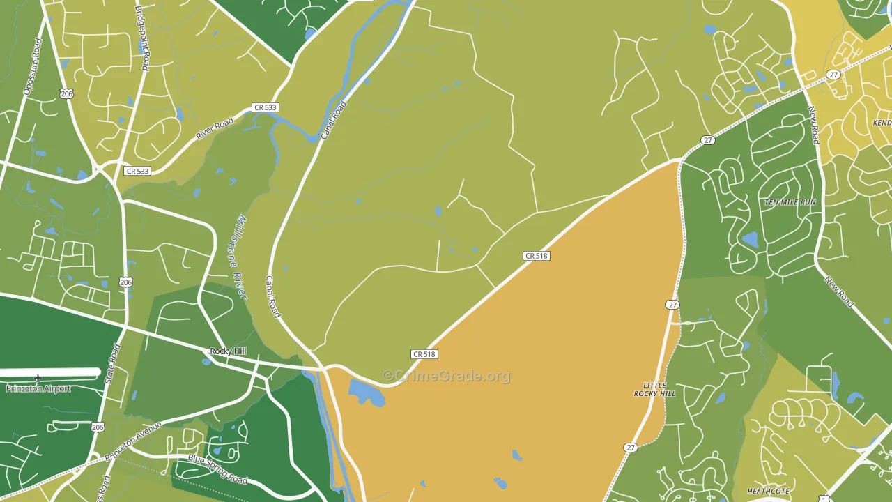 East Rocky Hill, NJ Map of Murder Rates