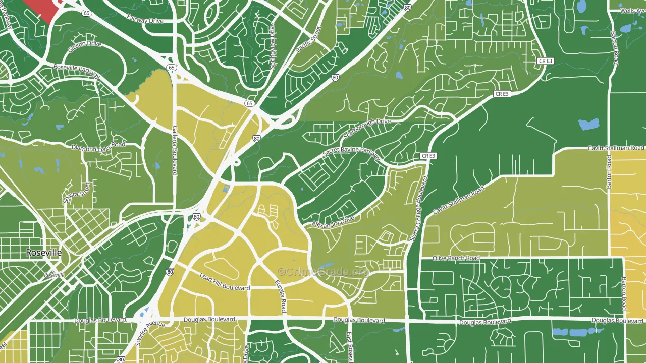 East Roseville Parkway, Roseville, CA Map of Murder Rates