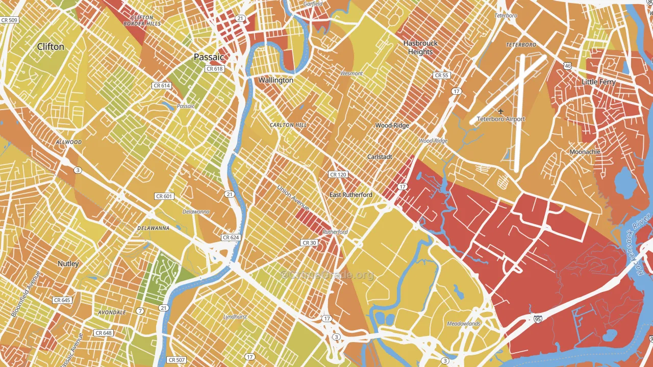 East Rutherford, NJ Map of Murder Rates
