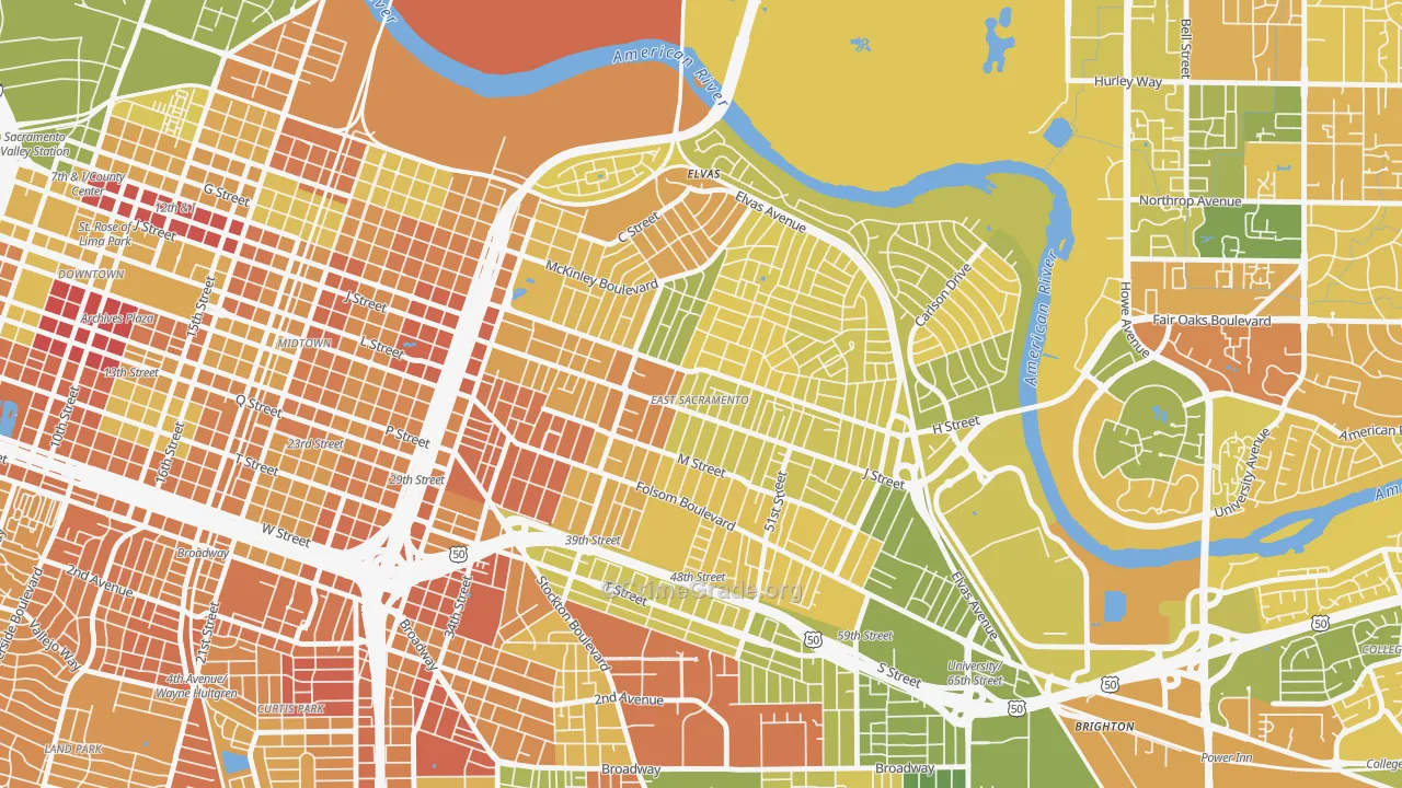 East Sacramento, Sacramento, CA Map of Murder Rates