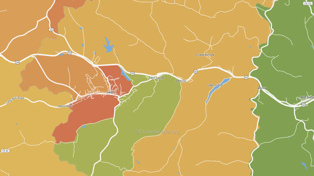 East Salem, WV Map of Murder Rates