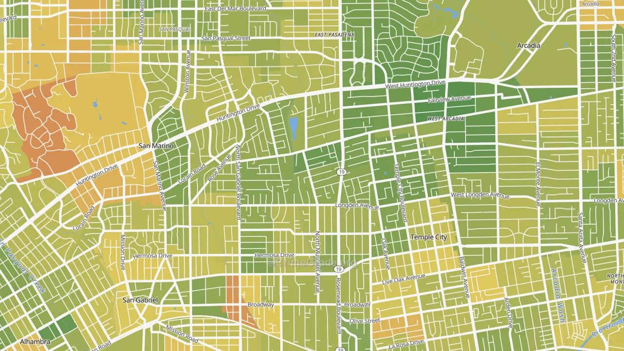 East San Gabriel, San Gabriel, CA Map of Murder Rates