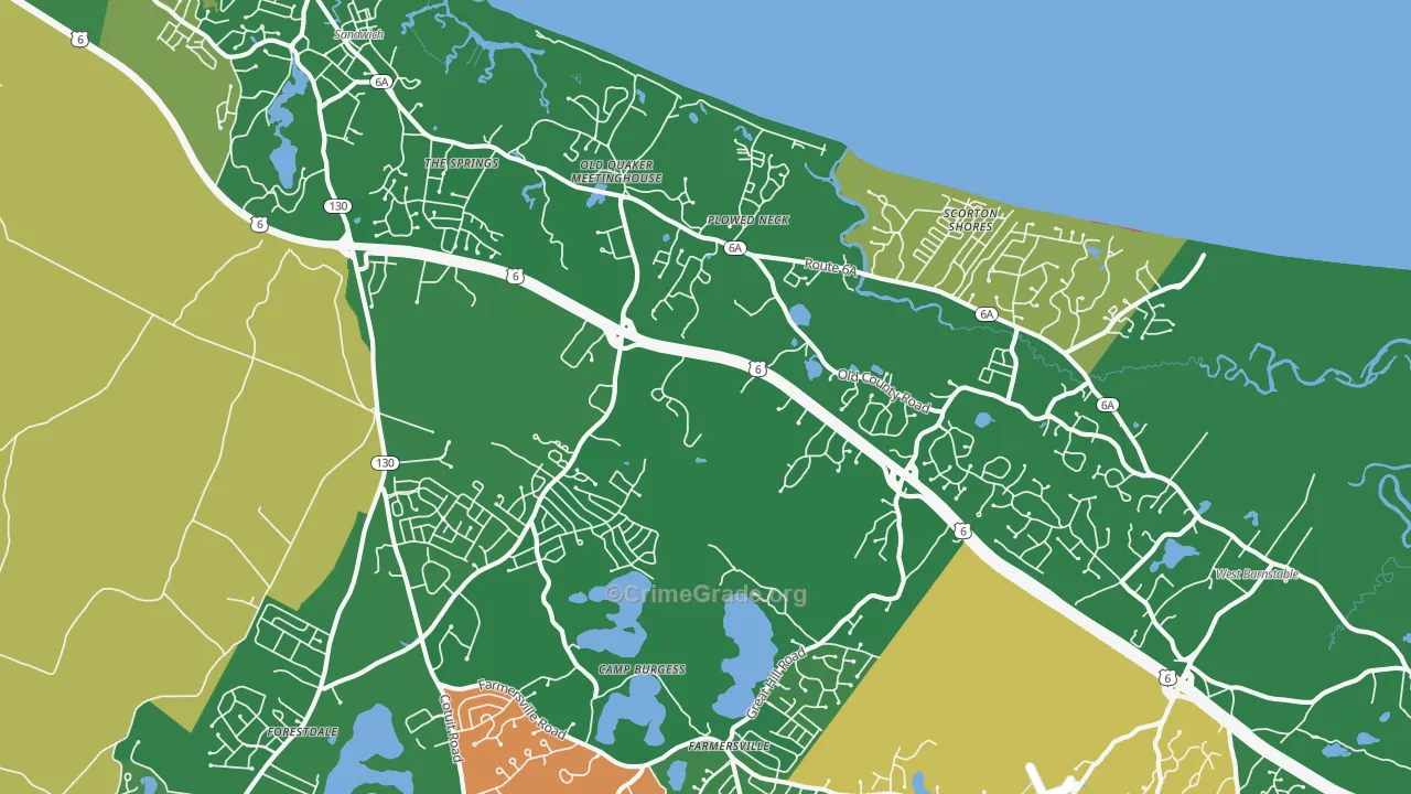 East Sandwich, MA Map of Murder Rates