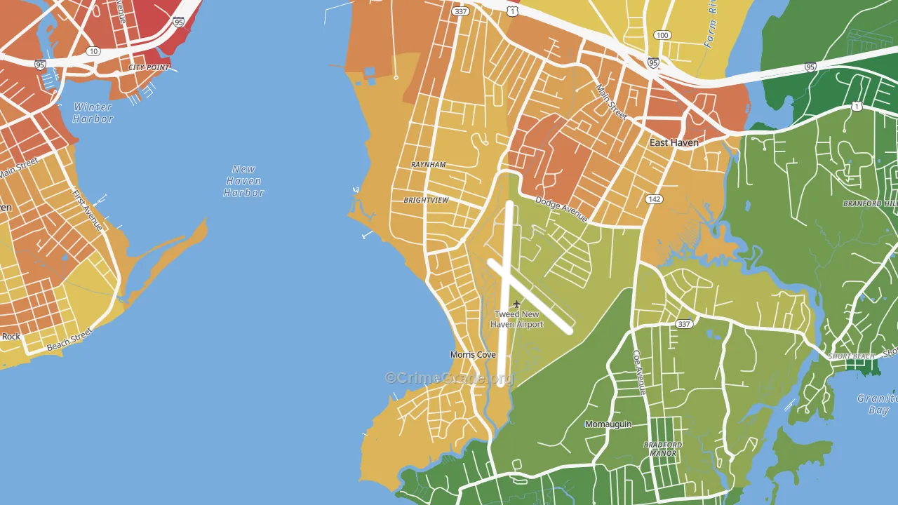 East Shore, East Haven, CT Map of Murder Rates