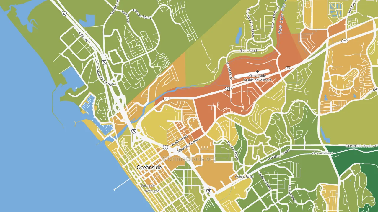 East Side Capistrano, Oceanside, CA Map of Murder Rates