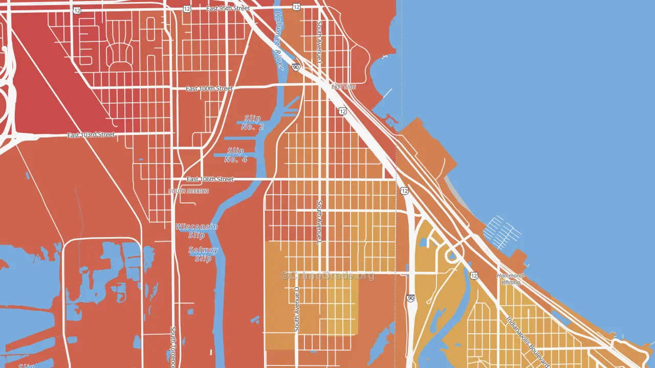 East Side, Chicago, IL Map of Murder Rates