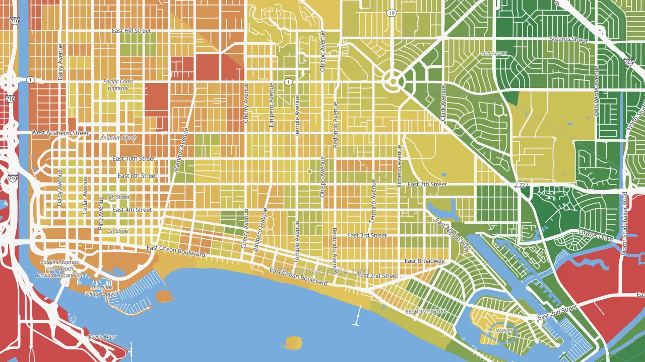 East Side, Long Beach, CA Map of Murder Rates