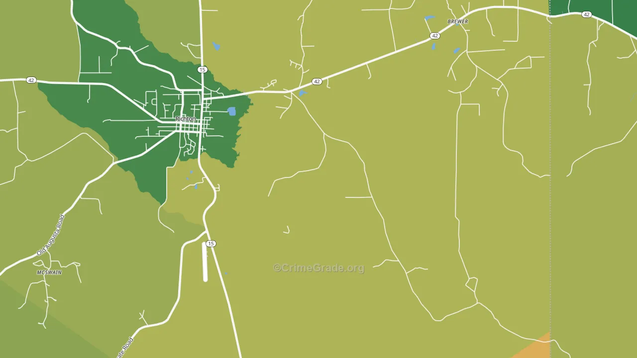 East Side, MS Map of Murder Rates